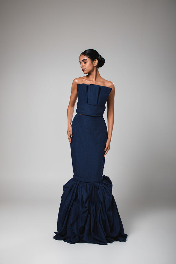 Vahini two-piece gown set by JuhiC, front view